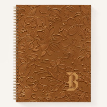 Elegantes Kupfer-Blumen-Monogramm-Spiralnotizbuch
