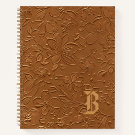 Elegantes Kupfer-Blumen-Monogramm-Spiralnotizbuch Notizbuch