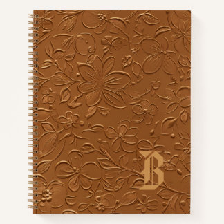 Elegantes Kupfer-Blumen-Monogramm-Spiralnotizbuch Notizbuch