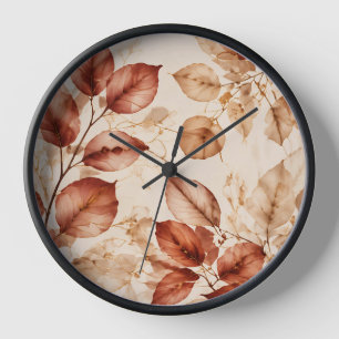 Elegantes Kupfer-Gold-Herbstlaub-Blumenmuster Uhr