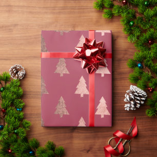 Elegantes Kupfer-Rose-goldenes Weihnachtsbaummuste Geschenkpapier