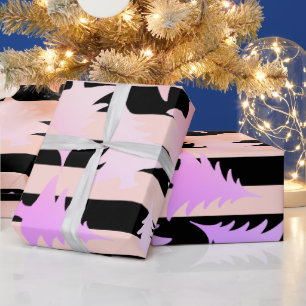 Elegantes Kupfer-Rose-goldenes Weihnachtsbaummuste Geschenkpapier