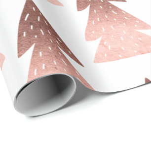 Elegantes Kupfer-Rose-goldenes Weihnachtsbaummuste Geschenkpapier