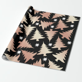 Elegantes Kupfer-Rose-Weihnachtsbaummuster Geschenkpapier