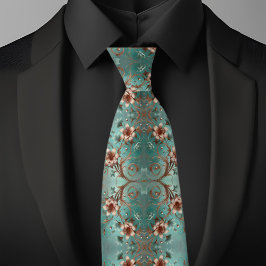 Elegantes Kupfer- und Türkismuster Krawatte