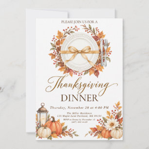 Elegantes Kürbis-Herbst-Thanksgiving-Dinner Einladung