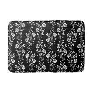 Elegantes kurzes Blumenmuster in Schwarz Badematte