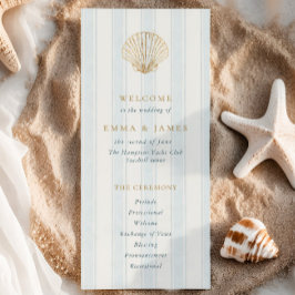 Elegantes Küsten-Gold-Meeresmuschel-Hochzeitsprogr