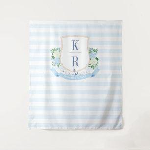 Elegantes Küstenhochzeitungs-Wappen Foto Hintergru Wandteppich