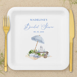 Elegantes Küstenstrand Picnic Brautparty Pappteller