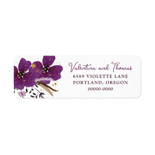 Elegantes Label für Lila Blume (Vorne)