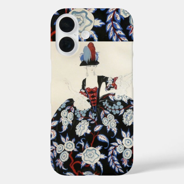 ELEGANTES LADY FLORAL DRUCK MIT SCHWARZ-WEISSEN BL Case-Mate iPhone HÜLLE (Rückseite)