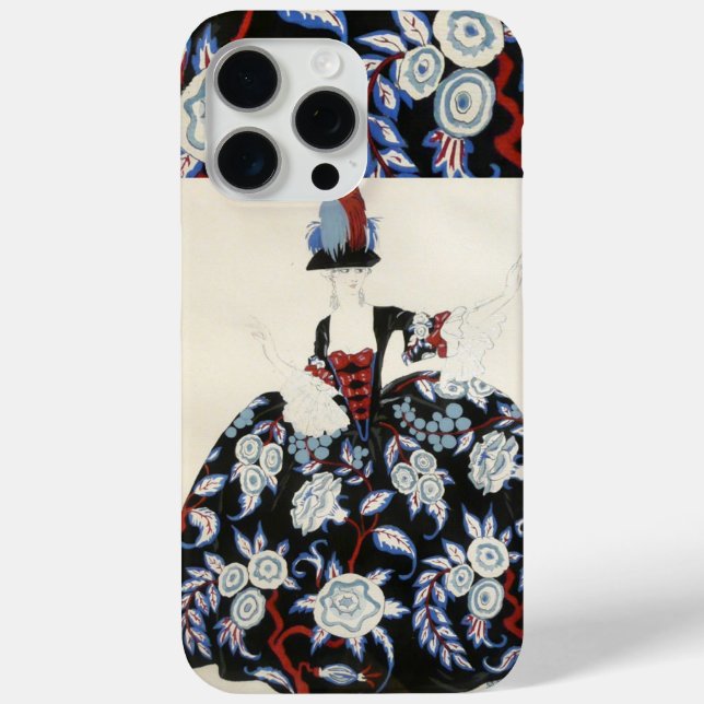 ELEGANTES LADY FLORAL DRUCK MIT SCHWARZ-WEISSEN BL Case-Mate iPhone HÜLLE (Rückseite)