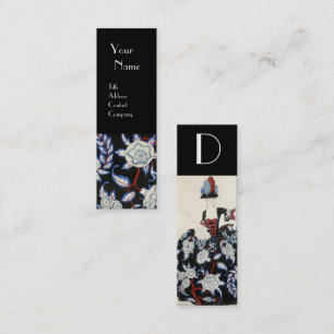 ELEGANTES LADY FLORAL DRUCK MIT SCHWARZ-WEISSEN BL MINI VISITENKARTE