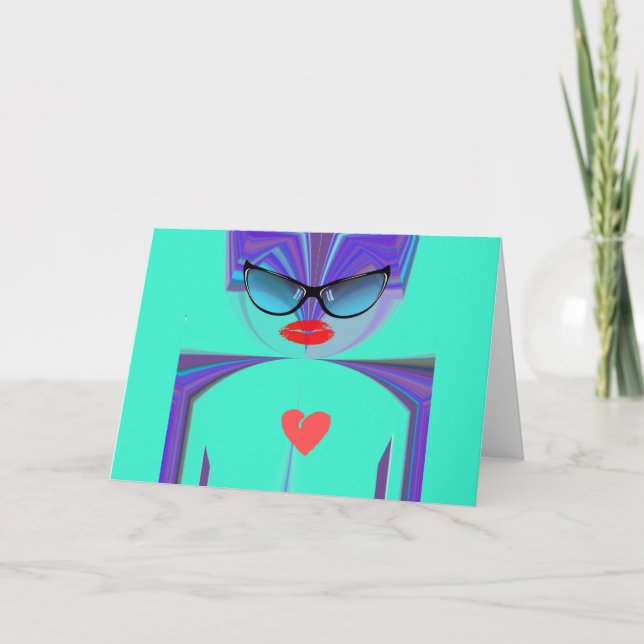 Elegantes Lady Portrait: Ein buntes Kunstwerk Karte (Vorderseite)