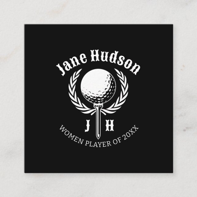 Elegantes Ladys Golf Monogram Design Quadratische Visitenkarte (Vorderseite)