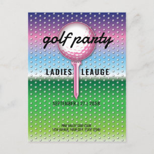 Elegantes Ladys Golf Party Design Einladungspostkarte