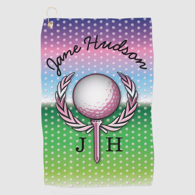 Elegantes Ladys Monogram Golf Design Golfhandtuch (Vorderseite)