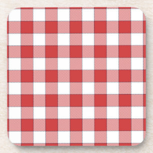 Elegantes Landpicknick Weiß Rot Kariert Getränkeuntersetzer