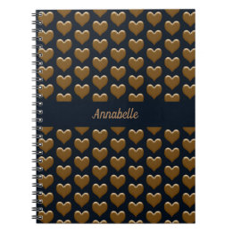 Elegantes "Large Brushed Gold Hearts Journal" Notizblock