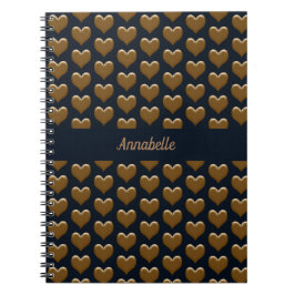 Elegantes "Large Brushed Gold Hearts Journal" Notizblock