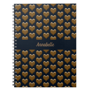 Elegantes "Large Brushed Gold Hearts Journal" Notizblock