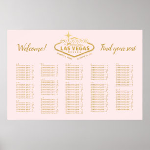 Elegantes Las Vegas Hochzeit Pink Gold Seating Cha Poster