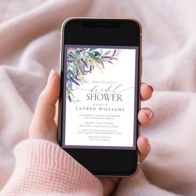 Elegantes Lavendel-Brautparty Einladung (Von Creator hochgeladen)