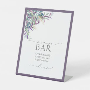 Elegantes Lavendel Brautparty Mimosa Bar Sockelschild