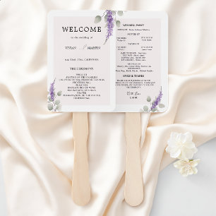 Elegantes Lavendel-Eukalyptus-Blatt Hochzeitsprogr Fächer