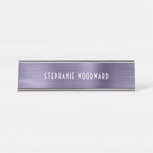 Elegantes Lavendel-Faux-Bürstmetallfolie im Art De Schreibtischnamensplakette