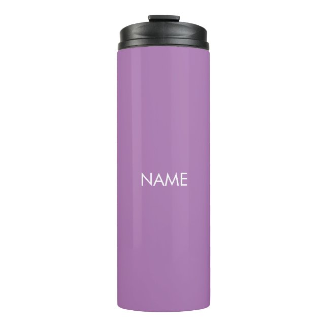 Elegantes Lavendel-individuelle Name-Monogramm mod Thermosbecher (Vorderseite)