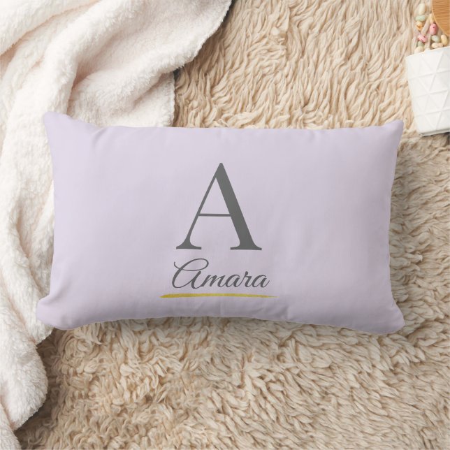Elegantes Lavendel-Monogramm Lendenkissen (Decke)