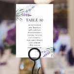 Elegantes Lavendel-Tischnummer Seating Chart Tischnummer<br><div class="desc">Diese eleganten Lavendel-Tischnummer-Kartenkarten sind ideal für eine einfache und rustikale Hochzeit oder einen besondere Anlass. Der Blumengestalt ist mit lila Aquarelllavender und Blau mit Grün gestaltet. Passen Sie Ihre Tischnummer individuell an und fügen Sie sie Ihrem Warenkorb hinzu.</div>