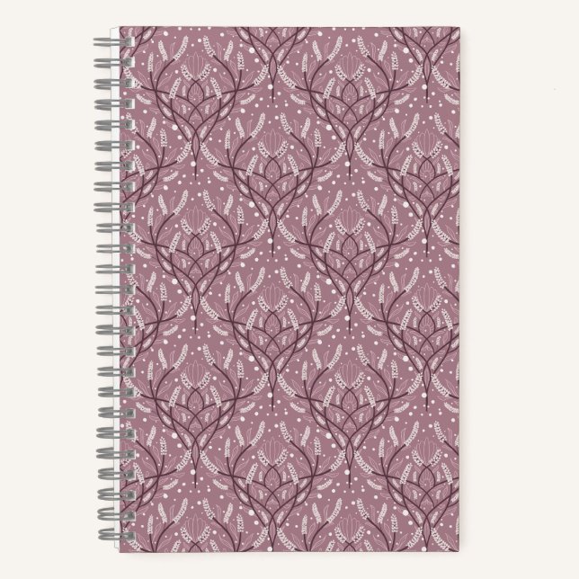 Elegantes Lavendel Vine Blumenmuster Notizbuch (Vorderseite)