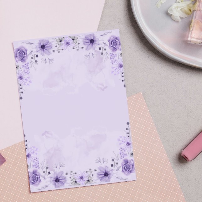 Elegantes Lavendel-Wasserfarben-Lila-Botanik  Post-it Klebezettel (Von Creator hochgeladen)