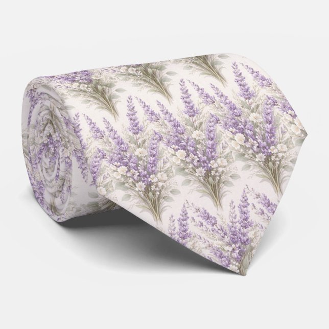 Elegantes Lavendelbouquet Krawatte (Gerollt)