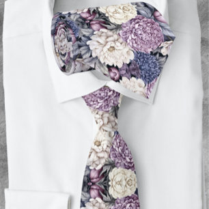 Elegantes Lavender Blue Modern Blumenmuster Krawatte