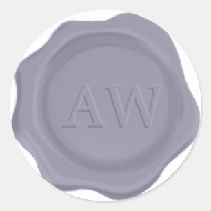 Elegantes Lavender Blue Monogram Wedding Wax Siege Runder Aufkleber