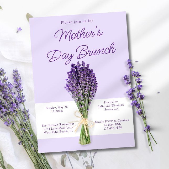 Elegantes Lavender Bouquet Muttertag Brunch Einladung (Von Creator hochgeladen)