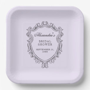 Elegantes Lavender Brautparty Party Pappteller