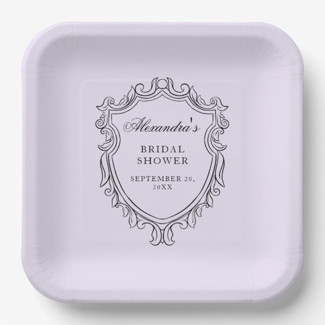 Elegantes Lavender Brautparty Party Pappteller (Vorderseite)