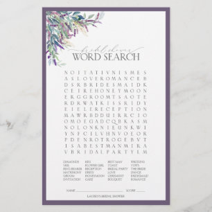 Elegantes Lavender Floral Brautparty Game