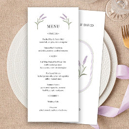 Elegantes Lavender Floral Wedding Menu Menükarte
