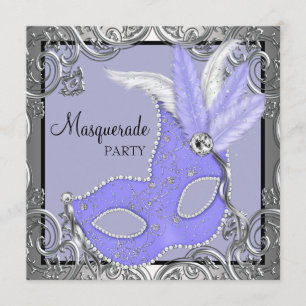 Elegantes Lavender Lila Mask Masquerade Party Einladung