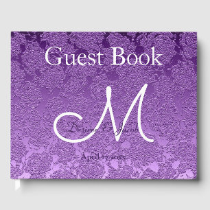 Elegantes Lavender Lila White Burgundy Monogramm Gästebuch