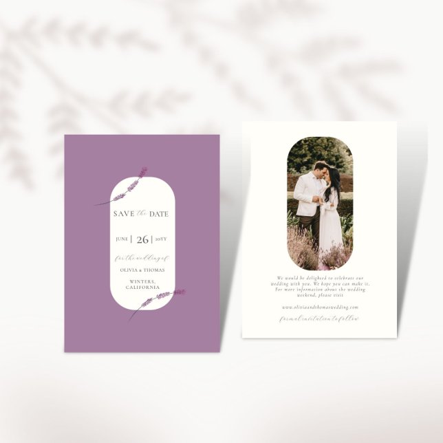 Elegantes Lavender Pflanze Foto Hochzeit Speichern Einladung (Von Creator hochgeladen)