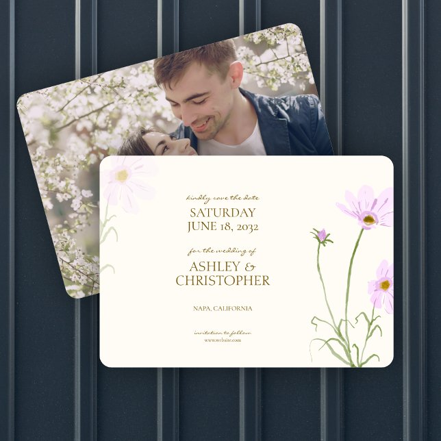 Elegantes Lavender Spring Wildblume Wedding Foto Save The Date (Von Creator hochgeladen)