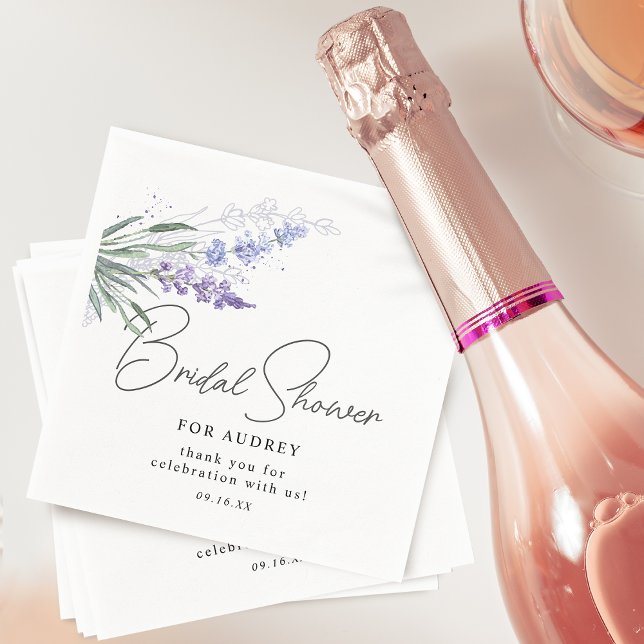 Elegantes Lavender Watercolor-Brautparty Serviette (Elegant Lavender Watercolor Bridal Shower Napkins)