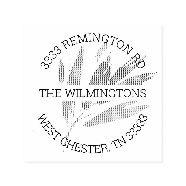 Elegantes Leaf Artistic Round Rücksendeadresse Permastempel (Design)